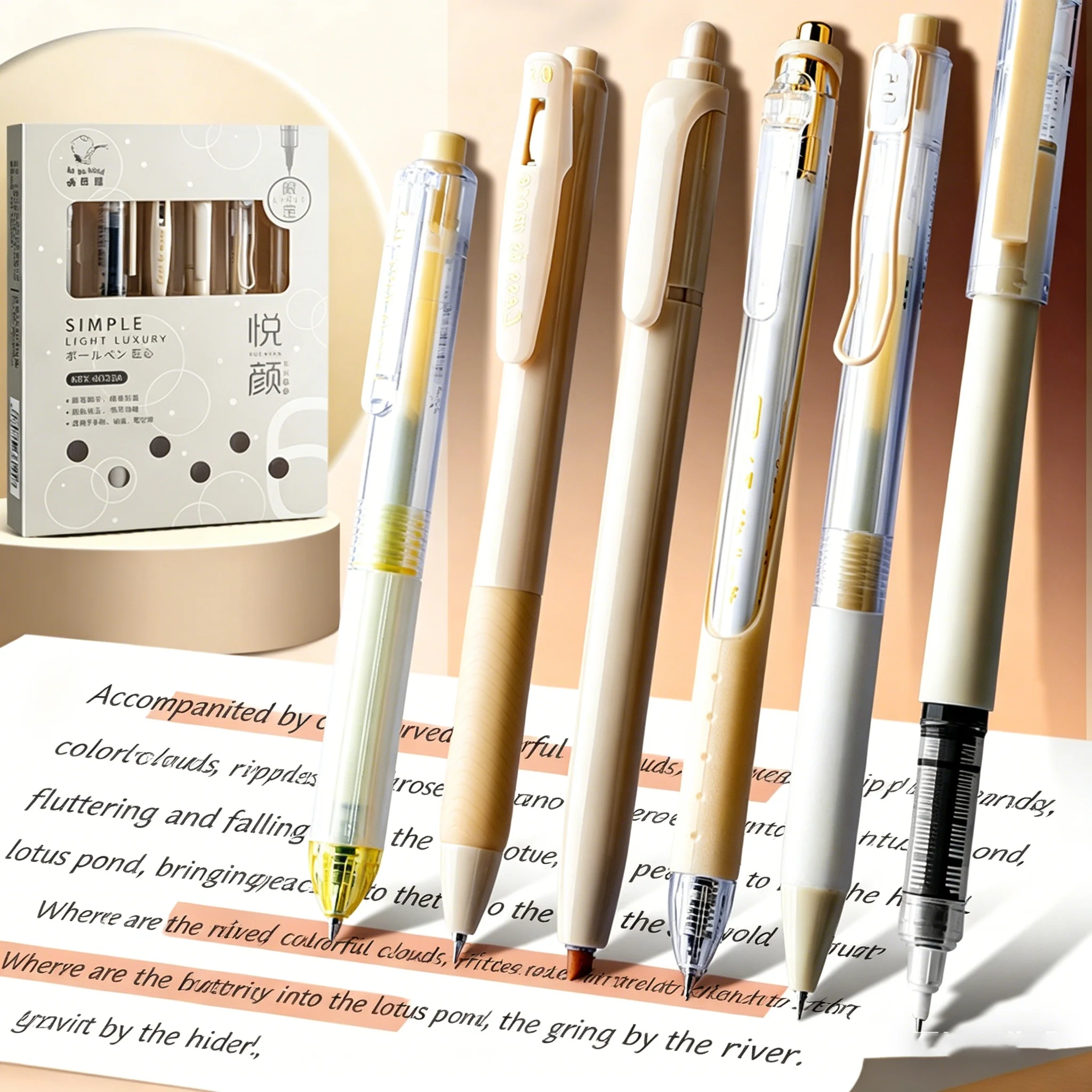 Beige Aesthetic Gel Pen Set 6pcs, Mixed Style Quick-Dry Black Pens for Students & Office
Beige Aesthetic Gel Pen Set 6pcs, Mixed Style Quick-Dry Black Pens for Students & Office