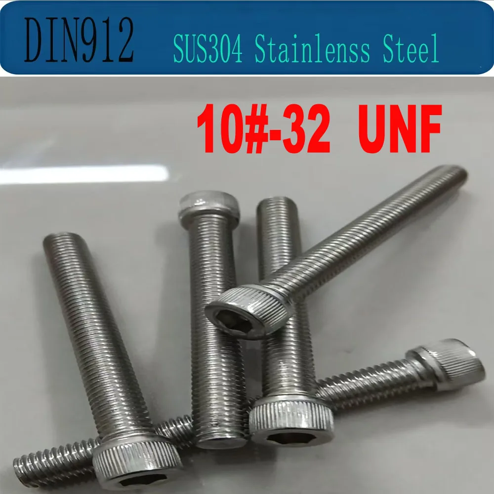 UNF 10#-32 Fine Thread Allen Screw SUS304 Knurled Cap Head Fastener DIN912
UNF 10#-32 Fine Thread Allen Screw SUS304 Knurled Cap Head Fastener DIN912