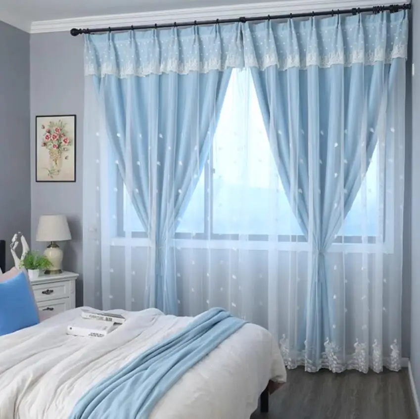 Europe Lace Double Layer Curtains in the Living Room Luxury Pastoral Embroidery Sheer Curtain With Solid Blackout Drapes Curtain
Europe Lace Double Layer Curtains in the Living Room Luxury Pastoral Embroidery Sheer Curtain With Solid Blackout Drapes Curtain