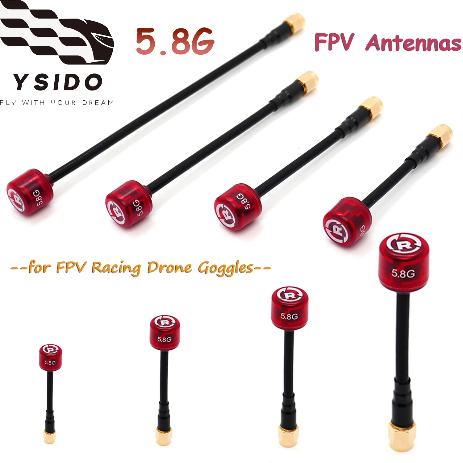 YSIDO RC FPV Antenna 73/89/110/160mm 5.8GHz High Gain 3dBi Antenna RHCP SMA Plug for RC FPV Racing Freestyle Drones Goggles
YSIDO RC FPV Antenna 73/89/110/160mm 5.8GHz High Gain 3dBi Antenna RHCP SMA Plug for RC FPV Racing Freestyle Drones Goggles