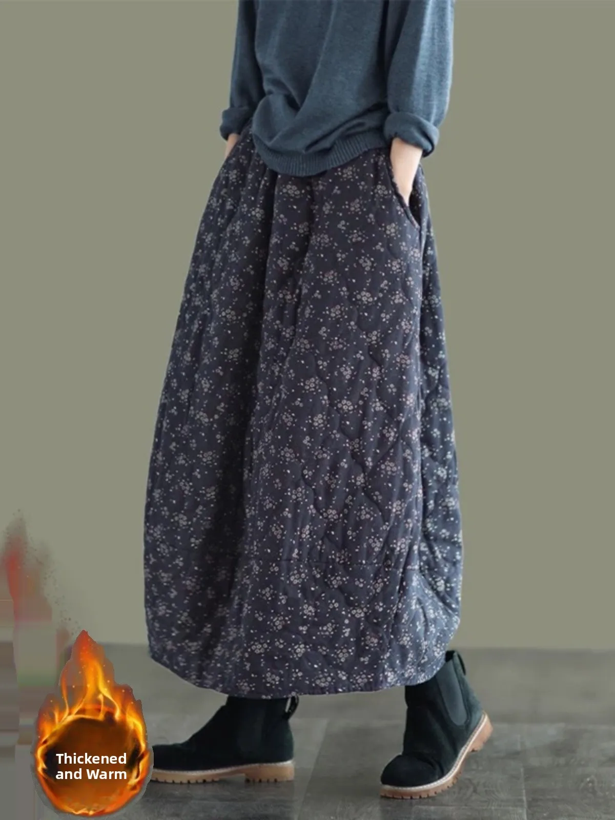 Эластичная хлопковая юбка с высокой талией и цветочным принтом в стиле ретро, женская зимняя теплая юбка-миди трапециевидной формы для поездок на работу
Эластичная хлопковая юбка с высокой талией и цветочным принтом в стиле ретро, женская зимняя теплая юбка-миди трапециевидной формы для поездок на работу