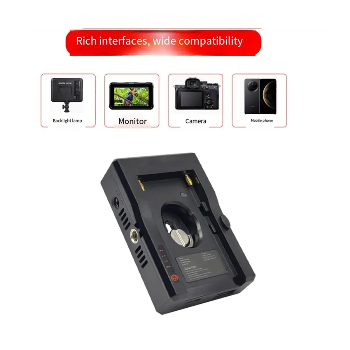 Адаптер-плата AA49 для зарядного устройства NP-F с выходом DC12V, DC8V, USB-A и креплением Cold Shoe, отверстие под винт 1/4 дюйма
Адаптер-плата AA49 для зарядного устройства NP-F с выходом DC12V, DC8V, USB-A и креплением Cold Shoe, отверстие под винт 1/4 дюйма