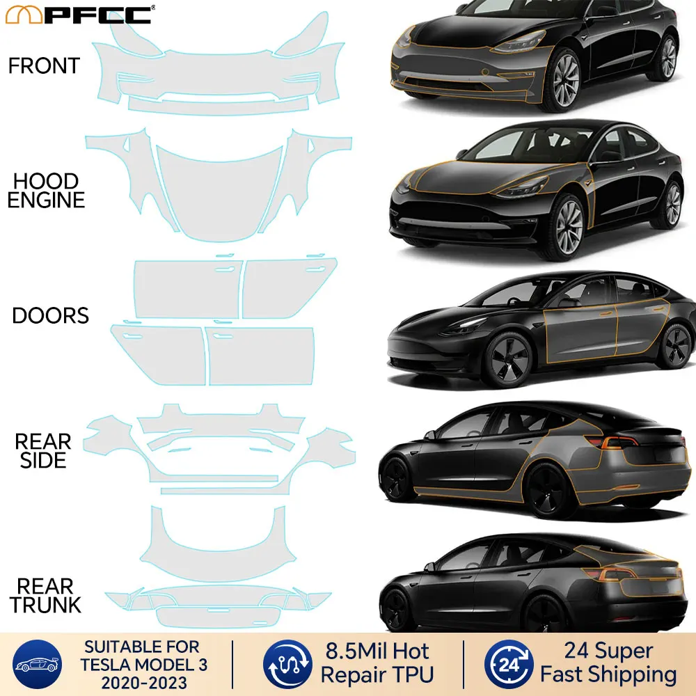 PFCC for Tesla Model 3 2020-2023 8.5mil TPU Car Body Kit Film Precut Paint Protection Film Clear Bra TPU Transparent PPF
PFCC for Tesla Model 3 2020-2023 8.5mil TPU Car Body Kit Film Precut Paint Protection Film Clear Bra TPU Transparent PPF