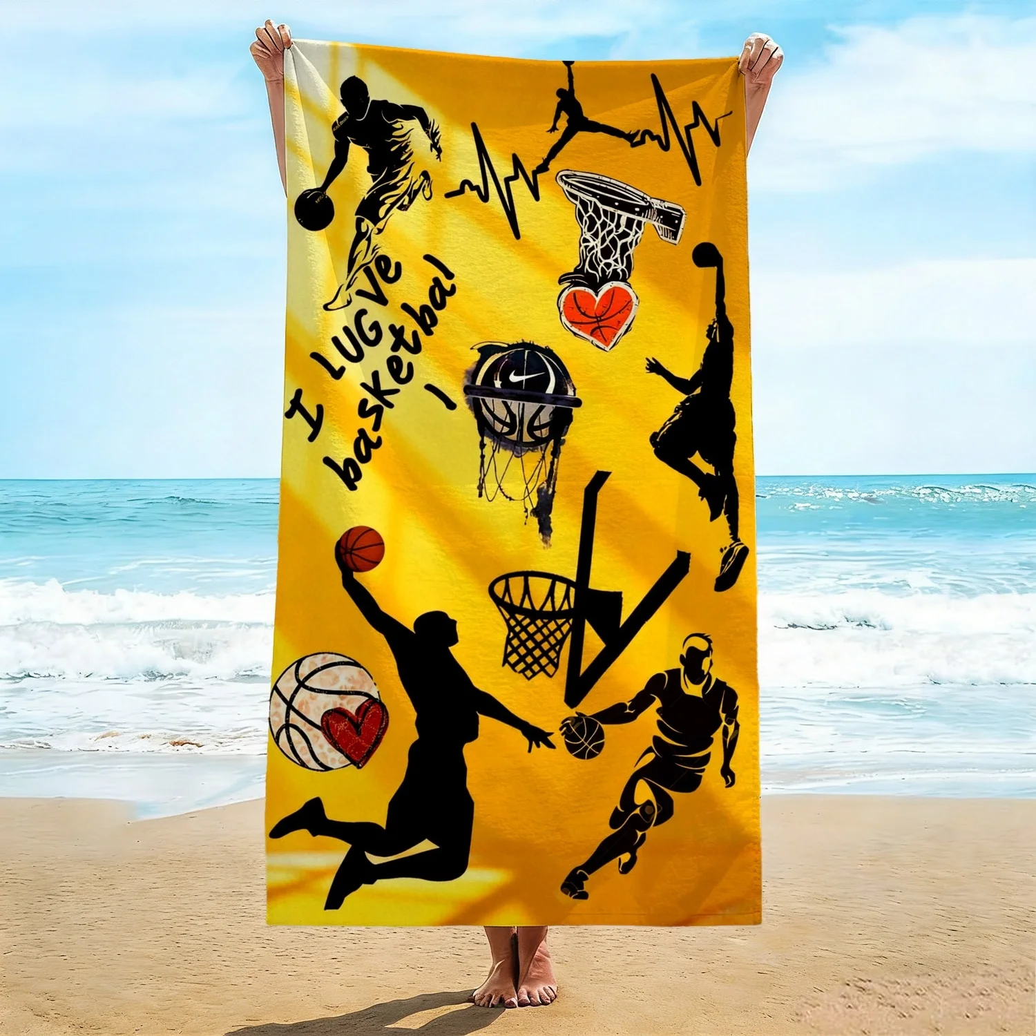 Oversized Basketball Beach Towel, Soft Microfiber Quick Dry Basketball Player Silhouette Print Bath Towel, Large Beach Blanket
Oversized Basketball Beach Towel, Soft Microfiber Quick Dry Basketball Player Silhouette Print Bath Towel, Large Beach Blanket