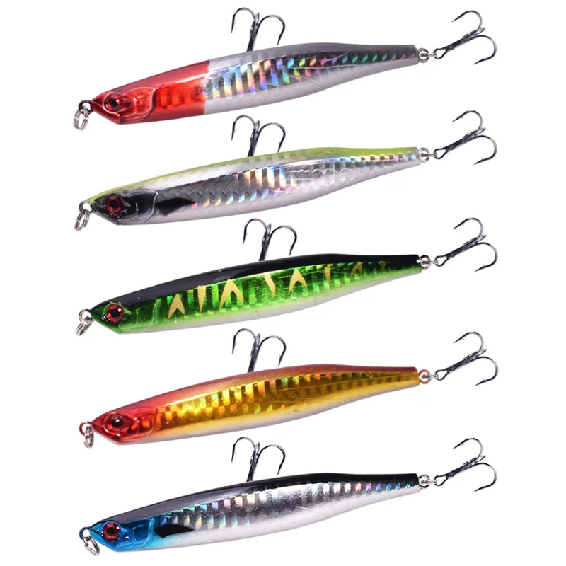 5 Pcs Top Water Pencil Fishing Lure Mixed Colors Set 9cm 8g Spin Wobblers Tackle Laser Plastic Artificial Bait With 6# Hooks
5 Pcs Top Water Pencil Fishing Lure Mixed Colors Set 9cm 8g Spin Wobblers Tackle Laser Plastic Artificial Bait With 6# Hooks