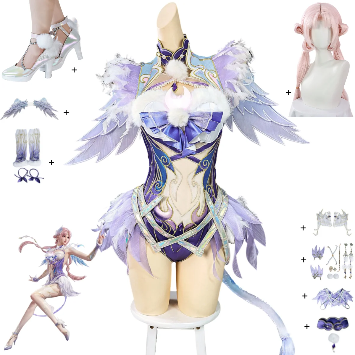 Game Naraka: Bladepoint Ziping Cosplay Costume Skirt Pink Wig Tail Wings Accessory Dress Shoes Woman Sexy Carnival Party Suit
Game Naraka: Bladepoint Ziping Cosplay Costume Skirt Pink Wig Tail Wings Accessory Dress Shoes Woman Sexy Carnival Party Suit