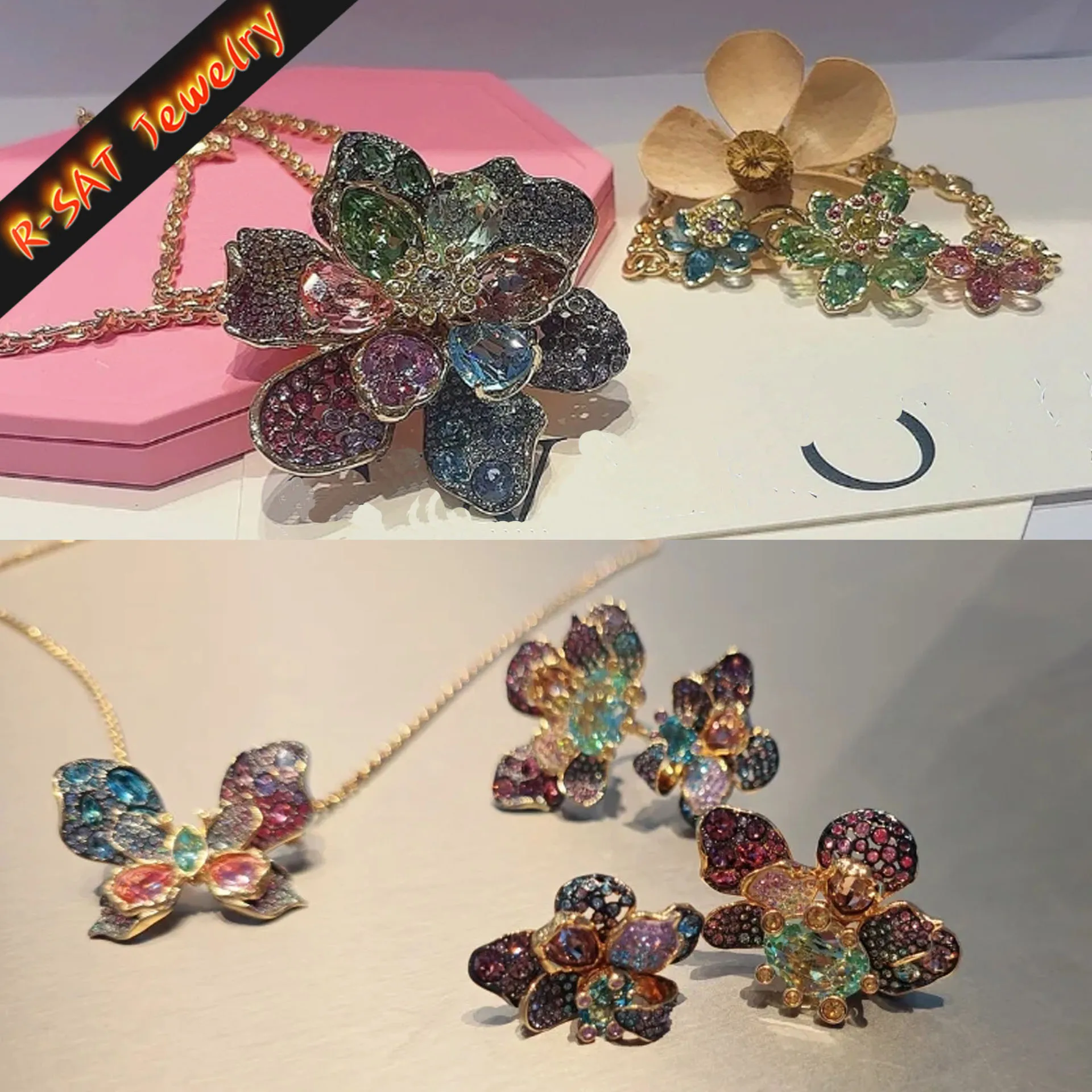 Butterfly Christma Jewelry New Color Crystal Boutique Irregular Earring Exquisite Necklace Ring Bracelet Wedding Gift for Women
Butterfly Christma Jewelry New Color Crystal Boutique Irregular Earring Exquisite Necklace Ring Bracelet Wedding Gift for Women