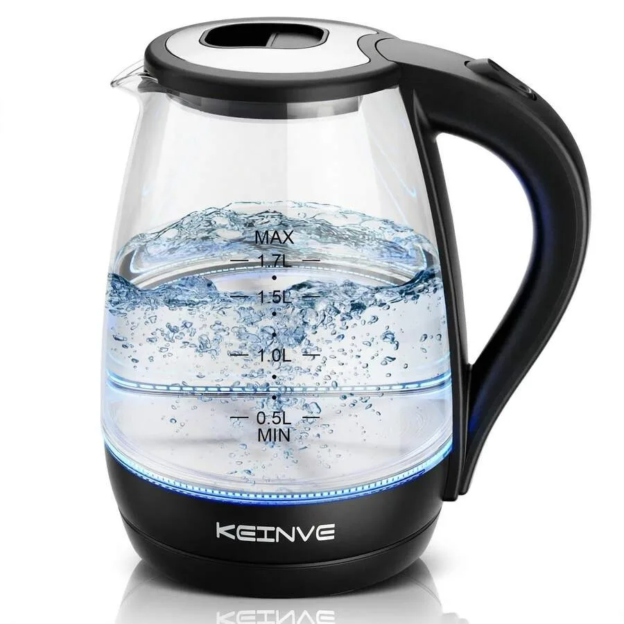 CACHOO Electric Kettle With 1.7L Elegant Glass Body: 1200W tant Boil, LED Indicator Light, Convenient Auto-Shutoff, and Essenti
CACHOO Electric Kettle With 1.7L Elegant Glass Body: 1200W tant Boil, LED Indicator Light, Convenient Auto-Shutoff, and Essenti