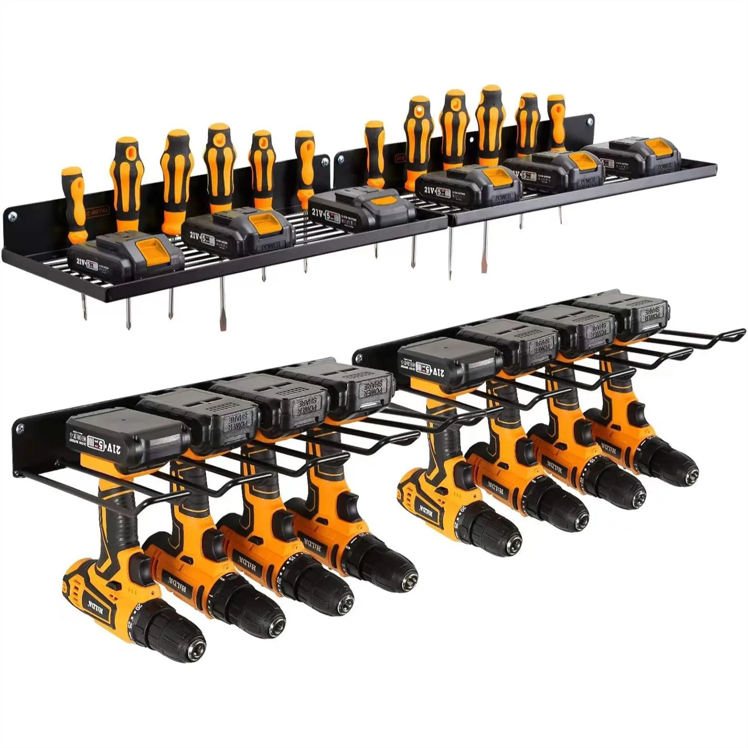 Power Tool Organizer with Charging Station, Heavy Duty Wall Mount Drill Holder for Garage Storage, 2 Pack 4 Shelves Solid Metal
Power Tool Organizer with Charging Station, Heavy Duty Wall Mount Drill Holder for Garage Storage, 2 Pack 4 Shelves Solid Metal
