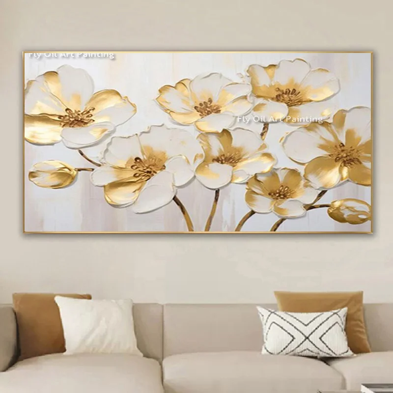 Gold White Original Design Knife Thick Oil Painting Handpainted Golden And White Flowers Canvas Wall Art Florals Wall Art Decor
Gold White Original Design Knife Thick Oil Painting Handpainted Golden And White Flowers Canvas Wall Art Florals Wall Art Decor