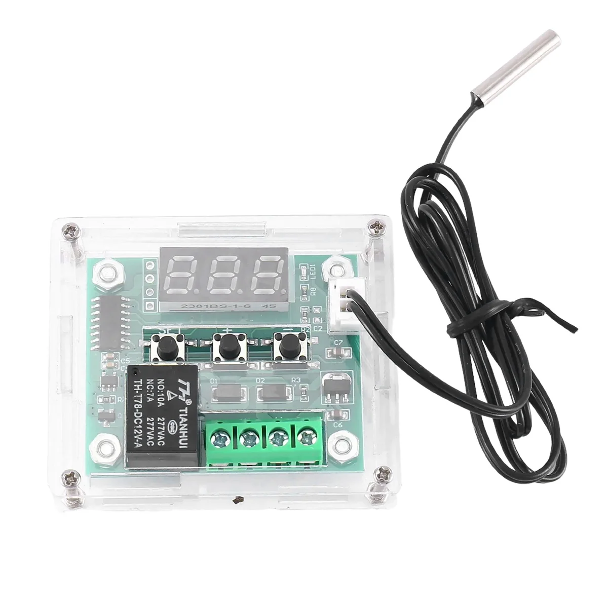 W1209 DC 12V Thermostat Temperature Control Switch Thermometer Controller with Digital LED Display with Case
W1209 DC 12V Thermostat Temperature Control Switch Thermometer Controller with Digital LED Display with Case