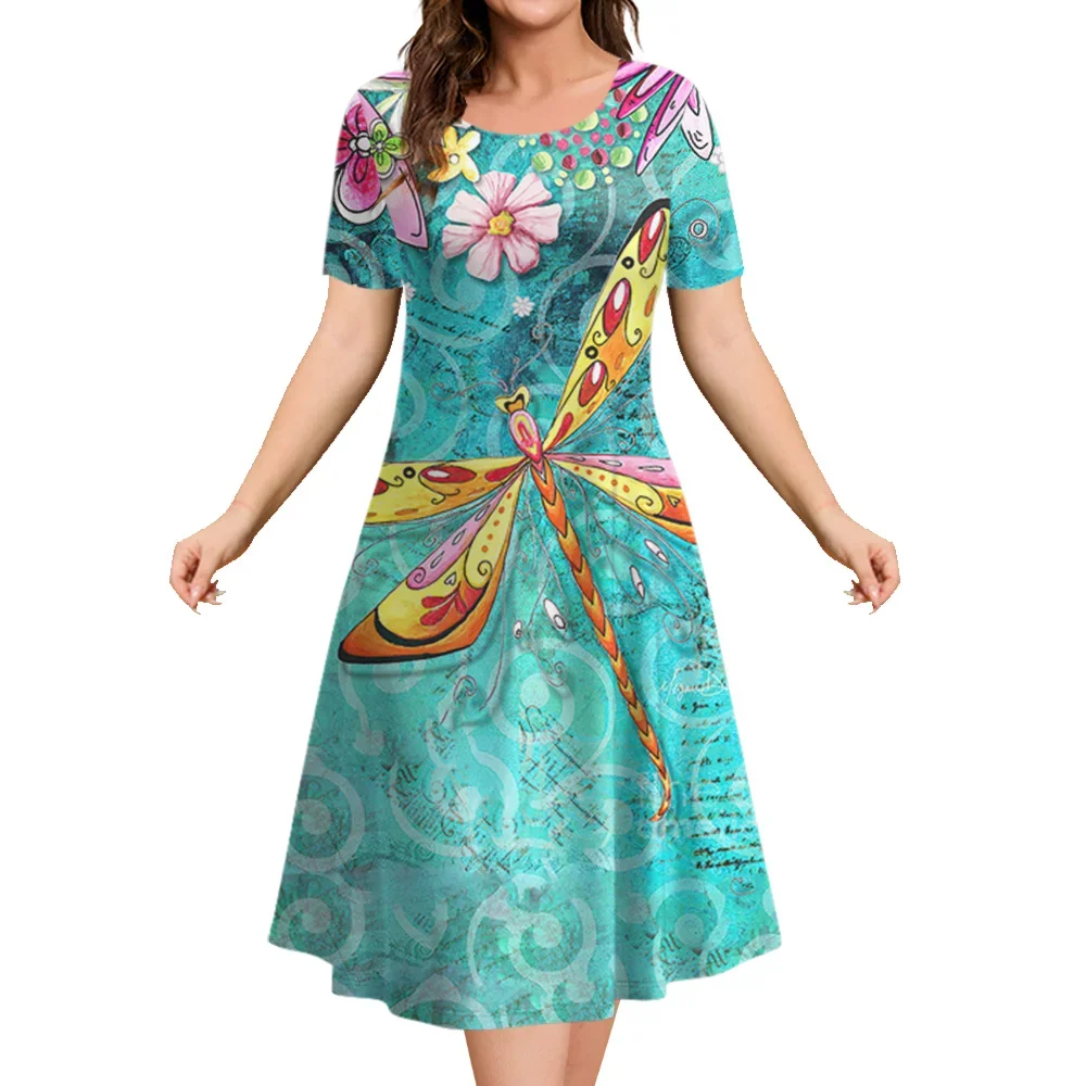 New Style Dragonfly Print Womens Dresses Plus Size Summer Short Sleeve O-Neck Loose Dresses Female Elegant Women's Clothing 2025
New Style Dragonfly Print Womens Dresses Plus Size Summer Short Sleeve O-Neck Loose Dresses Female Elegant Women's Clothing 2025