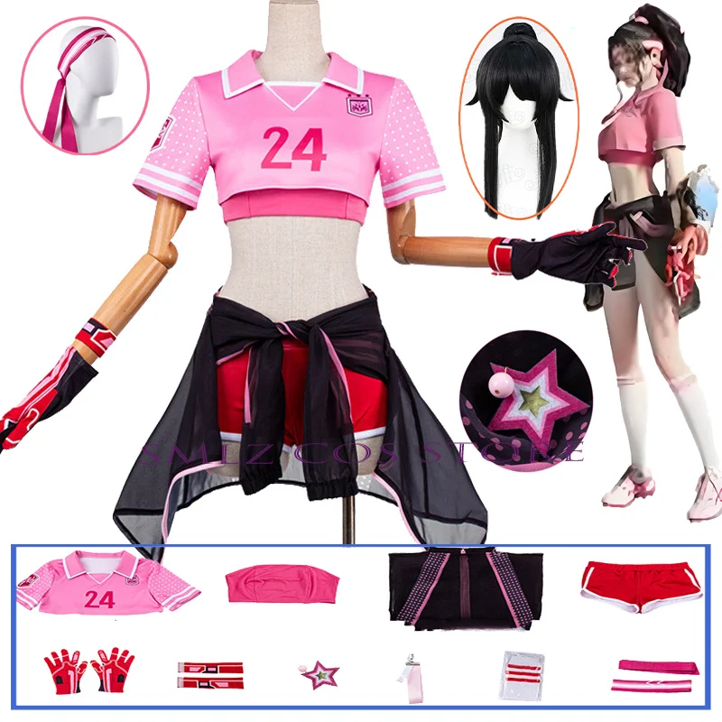 Football No 24 Lannie Cosplay Game Bladepoint Costume Woman Pink Top Sports Uniform Prop Wig Halloween Party Play Outfit
Football No 24 Lannie Cosplay Game Bladepoint Costume Woman Pink Top Sports Uniform Prop Wig Halloween Party Play Outfit