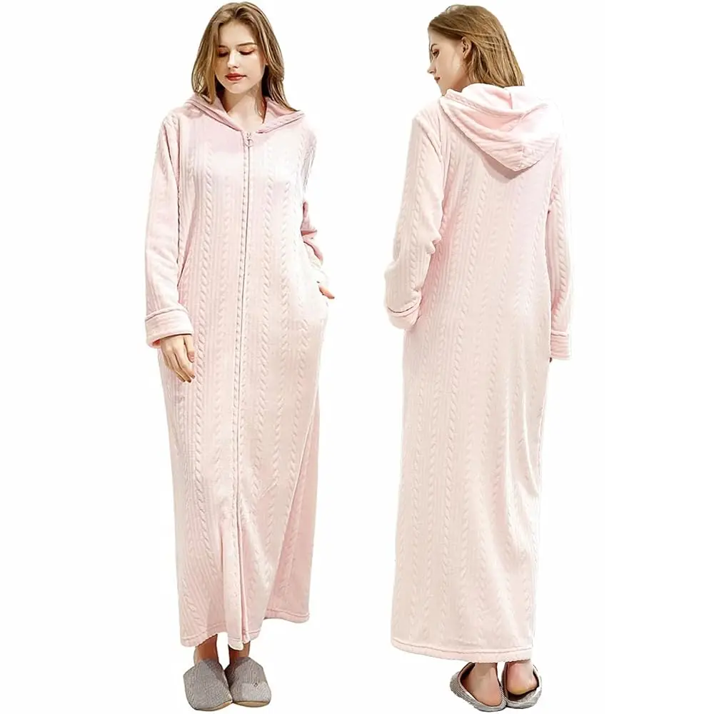Womens Fleece Warm Robe: Cozy Flannel Long Zipper Bathrobe - Plush Winter Housecoat Nightgown
Womens Fleece Warm Robe: Cozy Flannel Long Zipper Bathrobe - Plush Winter Housecoat Nightgown