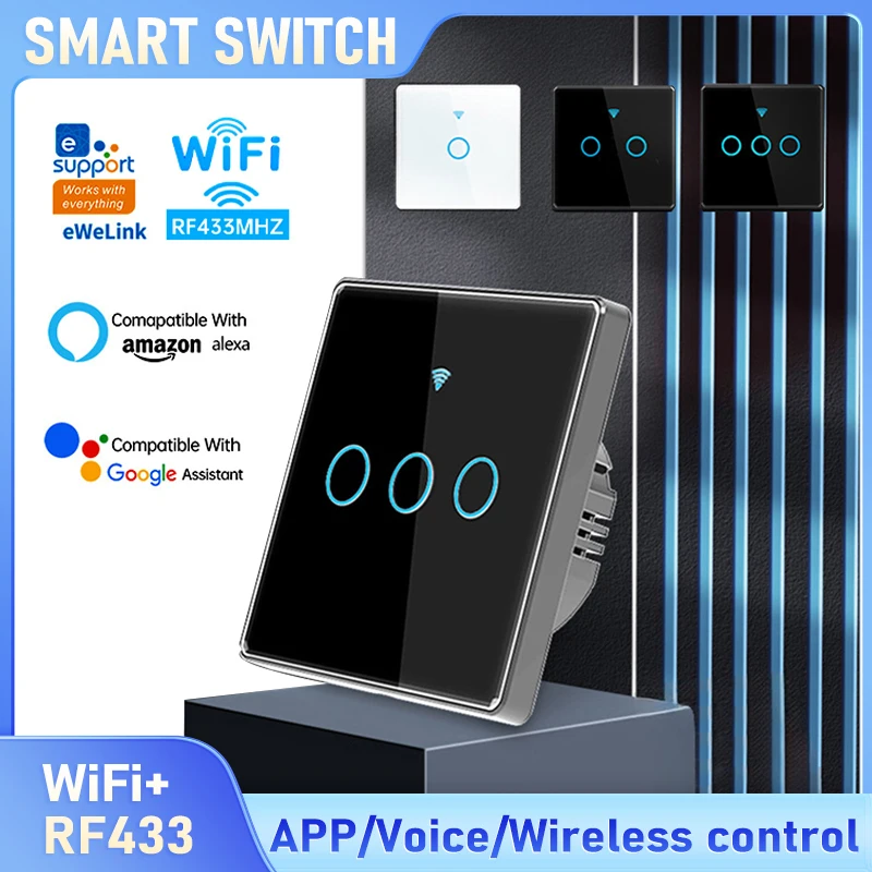 Tuya/EWeLink Smart WiFi Switch EU Standards Works with Alexa/Google Assistant,RF433 Wireless Remote Control for Home Automation
Tuya/EWeLink Smart WiFi Switch EU Standards Works with Alexa/Google Assistant,RF433 Wireless Remote Control for Home Automation