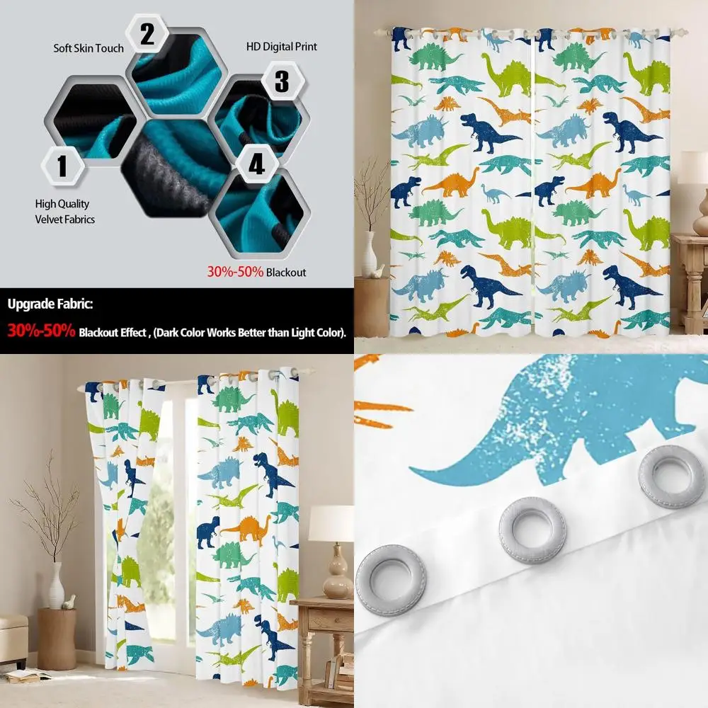 Colorful Dinosaur Curtains for Kids - 52x90 Inches, 2 Panels, Suitable for Boys and Girls Bedrooms
Colorful Dinosaur Curtains for Kids - 52x90 Inches, 2 Panels, Suitable for Boys and Girls Bedrooms