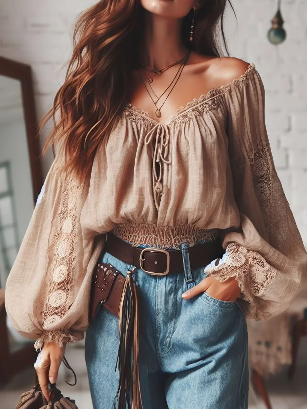 Women's Boho Shirt Off Shoulder Lace Up Lantern Sleeve Vintage Sexy Sweet Cropped Blouse Top Hollow Out Casual Lace Blouse Tops
Women's Boho Shirt Off Shoulder Lace Up Lantern Sleeve Vintage Sexy Sweet Cropped Blouse Top Hollow Out Casual Lace Blouse Tops