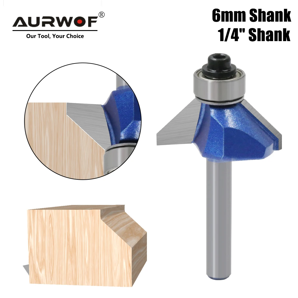 AURWOF 4PCS 1/4 Shank 45 Degree Chamfer Router Bit The high quality Edge Forming Bevel Woodworking Milling Cutter for Wood Bits
AURWOF 4PCS 1/4 Shank 45 Degree Chamfer Router Bit The high quality Edge Forming Bevel Woodworking Milling Cutter for Wood Bits