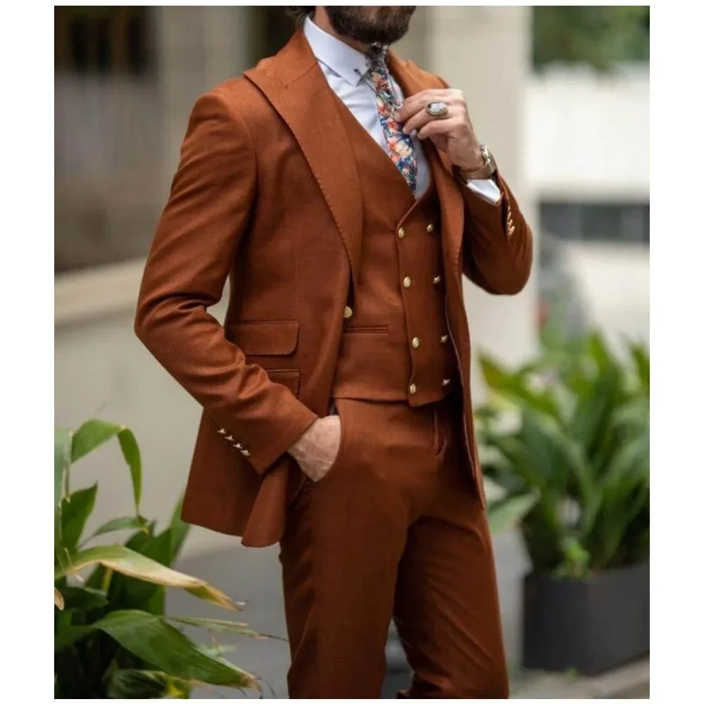3 Pieces Brown Men's Suits Formal Wedding Party Bridegroom Dress Custom Made Male Blazer Sets Jacket+Pants+Vest Costume Homme
3 Pieces Brown Men's Suits Formal Wedding Party Bridegroom Dress Custom Made Male Blazer Sets Jacket+Pants+Vest Costume Homme