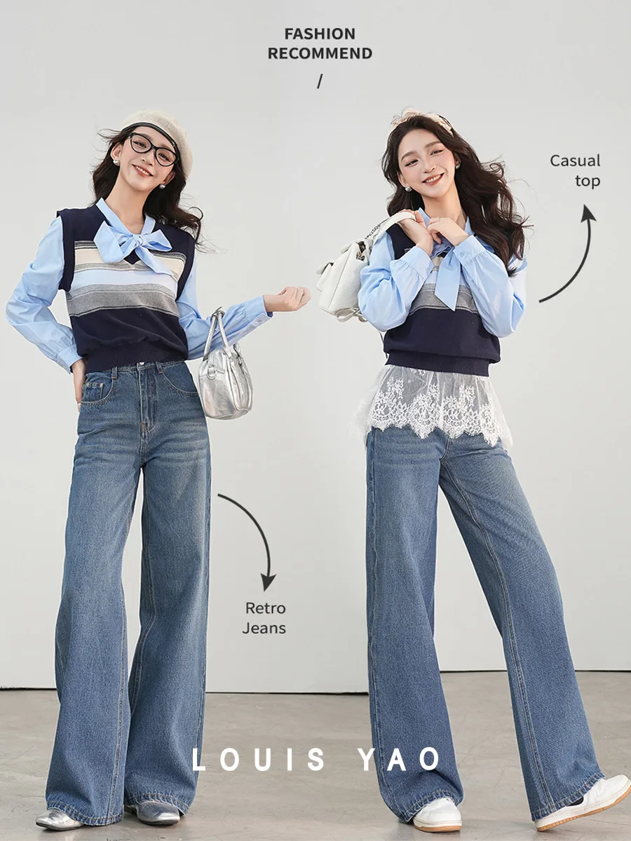 LOUIS YAO 2025 Spring Retro Simple Jeans Casual High Waist Long Back Elastic Waist Design Women's Pants
LOUIS YAO 2025 Spring Retro Simple Jeans Casual High Waist Long Back Elastic Waist Design Women's Pants