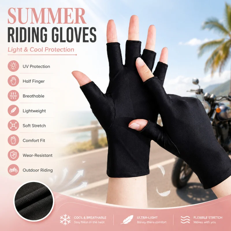 Women’s Summer Motorcycle Gloves, Thin Half Finger Sun Protection Gloves
Women’s Summer Motorcycle Gloves, Thin Half Finger Sun Protection Gloves