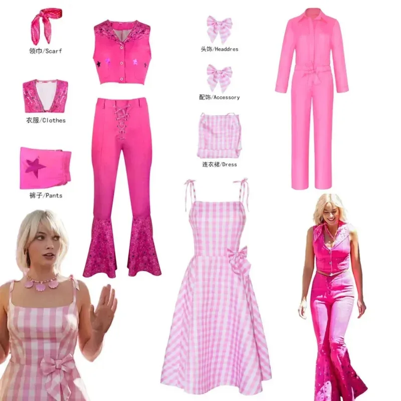 Barbie Cosplay Costume Margot Robbie Pink Clothes Dress Swimsuit Ken Ryan Gosling Suit Beachwear For Women Men Halloween Uniform
Barbie Cosplay Costume Margot Robbie Pink Clothes Dress Swimsuit Ken Ryan Gosling Suit Beachwear For Women Men Halloween Uniform