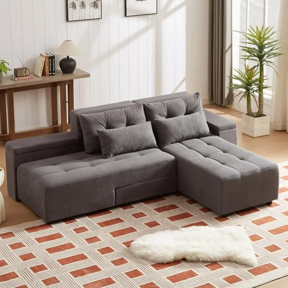Sofa, Modern 2-Piece 94" L Shaped Sofa Set for Living Room, 4-seat Comfy Corduroy Couches with 4 Storage Spaces, Sectional Sofa
Sofa, Modern 2-Piece 94" L Shaped Sofa Set for Living Room, 4-seat Comfy Corduroy Couches with 4 Storage Spaces, Sectional Sofa