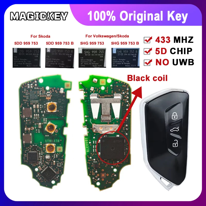 Genuine 5D Smart Remote Key For Volkswagen Siyat Skoda FCC 5HG 959 753 B D 5HO 959 753 5DD 959753 MQB49 5C Chip Golf 8 ID3 ID4
Genuine 5D Smart Remote Key For Volkswagen Siyat Skoda FCC 5HG 959 753 B D 5HO 959 753 5DD 959753 MQB49 5C Chip Golf 8 ID3 ID4