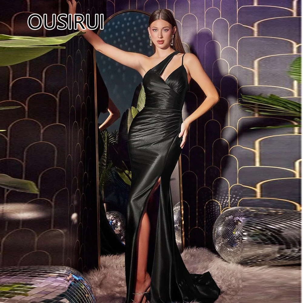 Classic One Shoulder Satin Backless Formal Evening Dress Court Mermaid Sexy Side Split Evening Bridal Gown Custom Made
Classic One Shoulder Satin Backless Formal Evening Dress Court Mermaid Sexy Side Split Evening Bridal Gown Custom Made