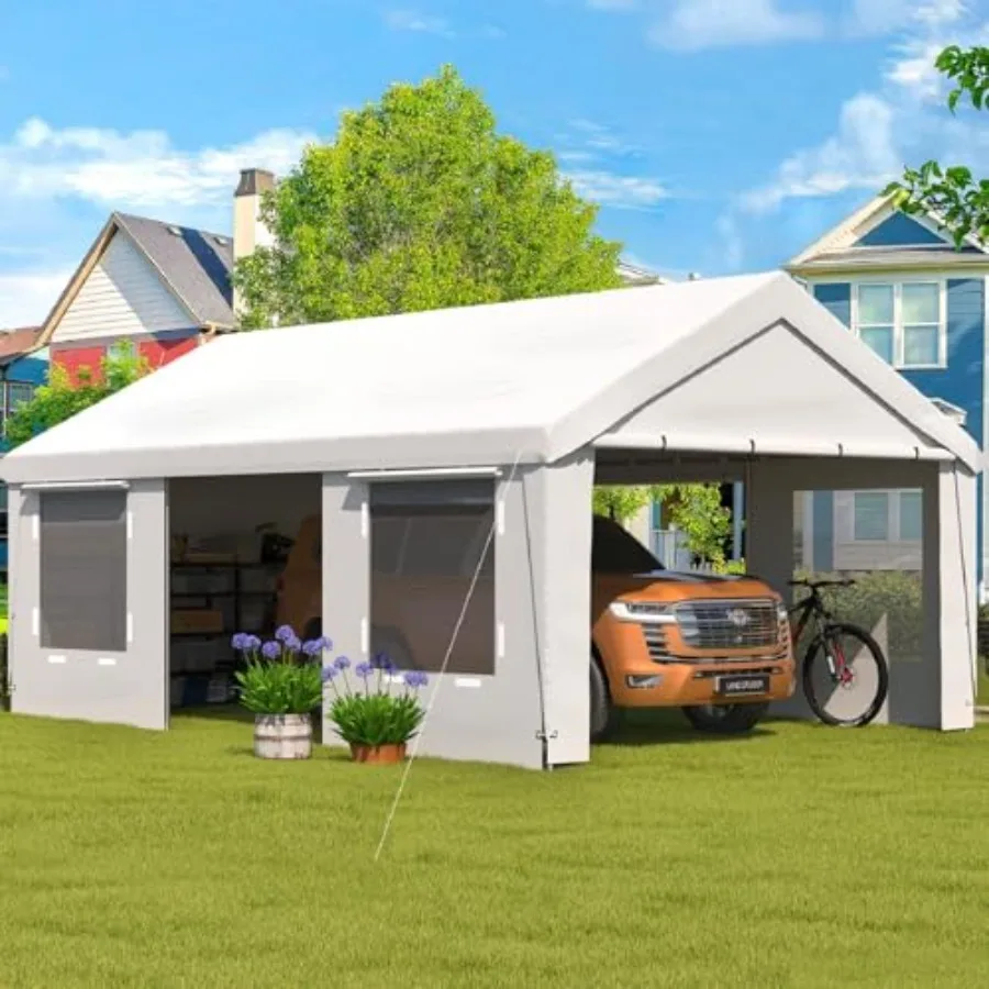 13' x 20' Heavy Duty Carport, Portable Garage with Removable Sidewalls, Shelter with Roll-Up Windows, All-Season Car Canopy for
13' x 20' Heavy Duty Carport, Portable Garage with Removable Sidewalls, Shelter with Roll-Up Windows, All-Season Car Canopy for