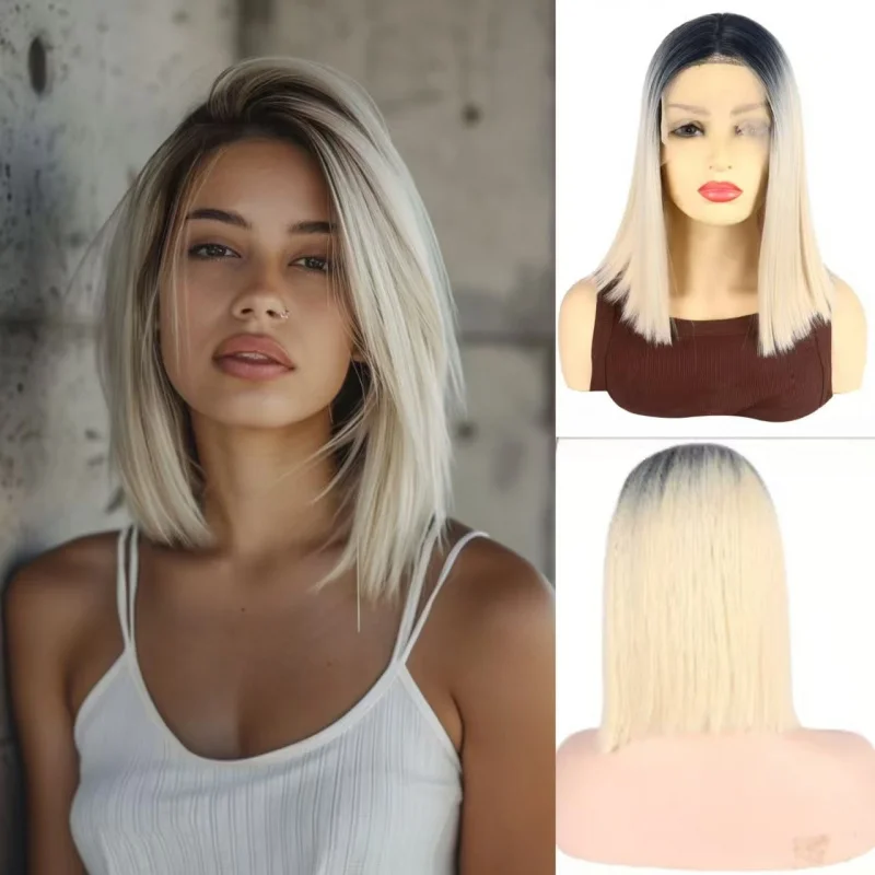 14-inch straight long hair BOBO without bangs T lace synthetic wig
14-inch straight long hair BOBO without bangs T lace synthetic wig
