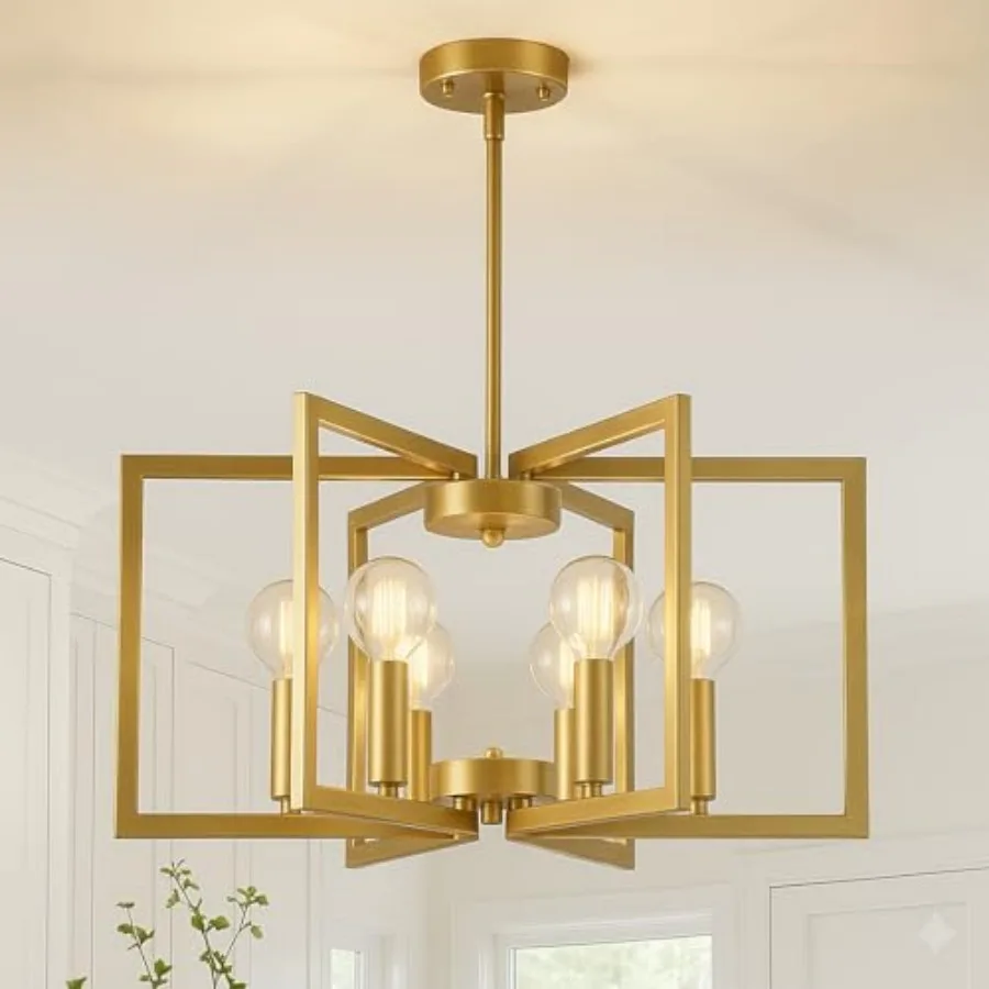 Modern Chandelier 6 Light Height Adjustable Geometric Metal Farmhouse Hanging Light Fixture for Dining Room Over Table Kitchen
Modern Chandelier 6 Light Height Adjustable Geometric Metal Farmhouse Hanging Light Fixture for Dining Room Over Table Kitchen