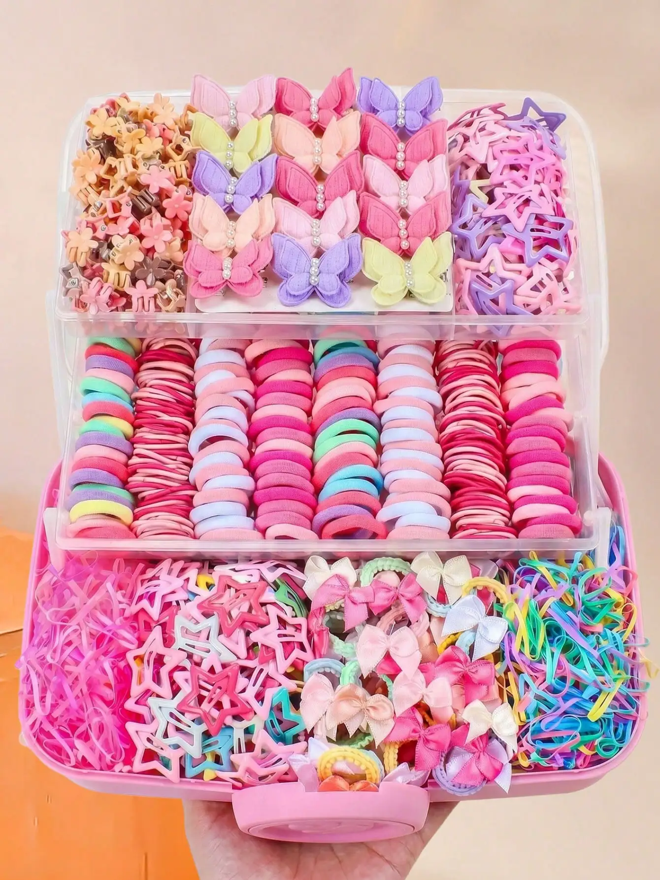 940pcs/Set Pink Dopamine Cute Hair Accessories Set, Includes Butterfly, Star Hair Clips, Colorful Hair Ties, Bow Headbands - Suitable For Girls, Can Be Worn For Daily School, Party Events, Fits Vintage, Sweet, Preppy Styles
940pcs/Set Pink Dopamine Cute Hair Accessories Set, Includes Butterfly, Star Hair Clips, Colorful Hair Ties, Bow Headbands - Suitable For Girls, Can Be Worn For Daily School, Party Events, Fits Vintage, Sweet, Preppy Styles
