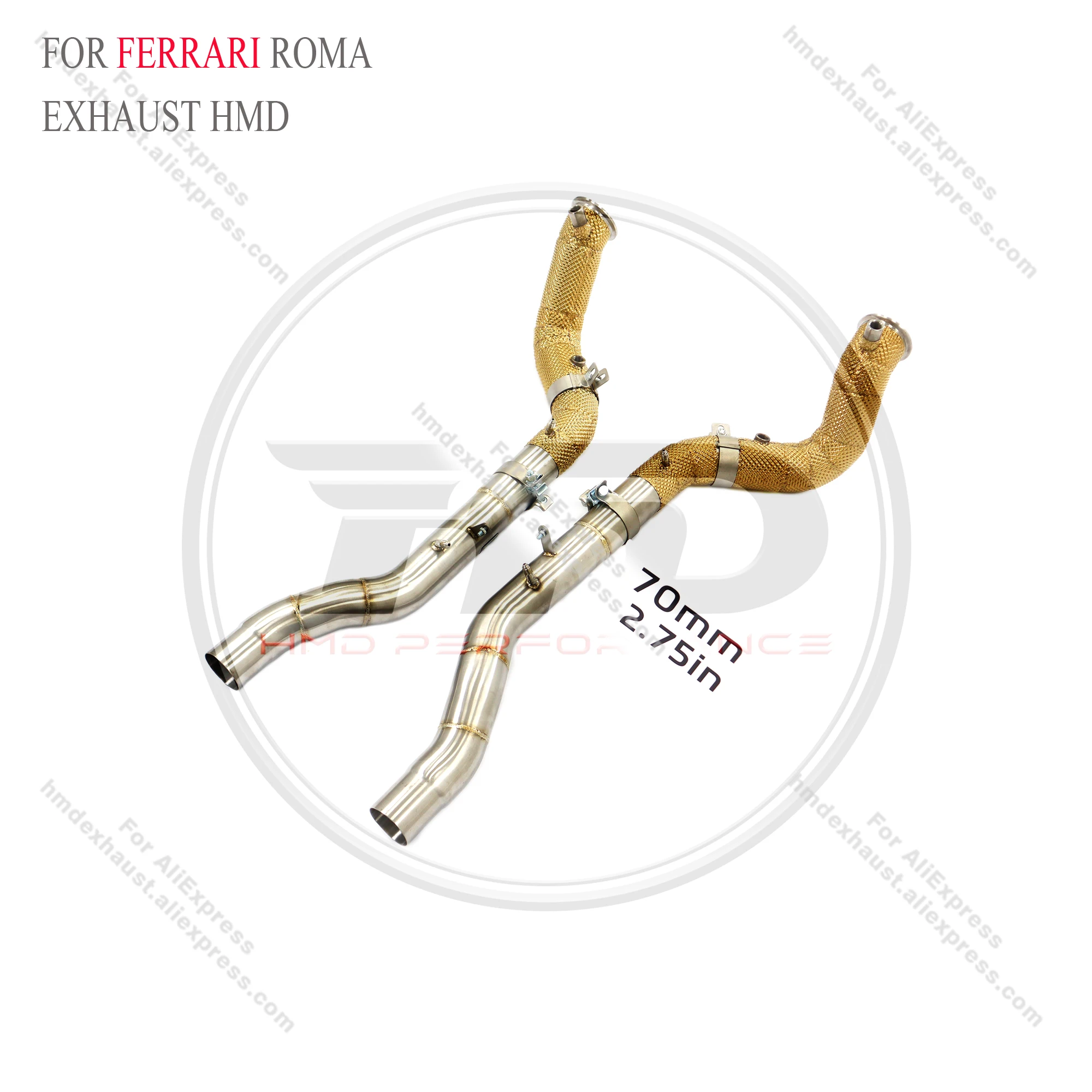 Downpipe for Ferrari Roma With gold Heat Shield HMD Exhaust System Performance Quality certification
Downpipe for Ferrari Roma With gold Heat Shield HMD Exhaust System Performance Quality certification