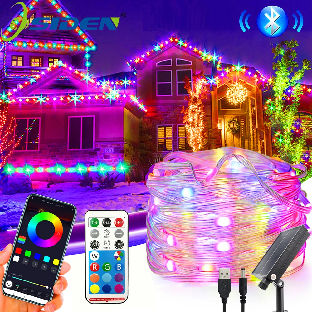 Solar Smart String Lights RGBIC Fairy String Light With Bluetooth Remote Control Christmas Halloween Party Decoration Garland
Solar Smart String Lights RGBIC Fairy String Light With Bluetooth Remote Control Christmas Halloween Party Decoration Garland