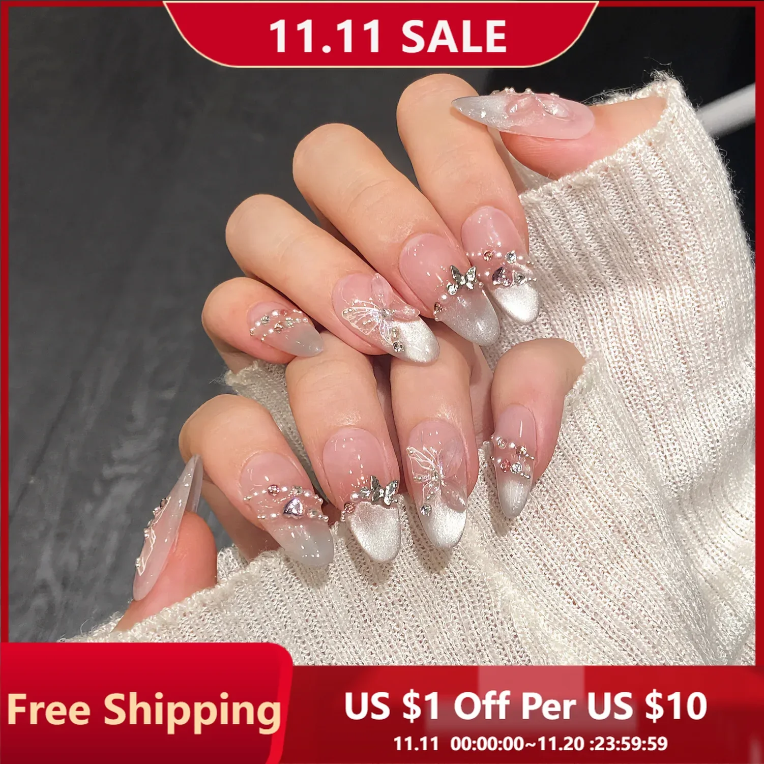 10Pcs Cat Eye Bow Handmade Press on Nails French Coffin Acrylic Nails Dreamy Mermaid Pearl False Nails with Glue for Women/Girls
10Pcs Cat Eye Bow Handmade Press on Nails French Coffin Acrylic Nails Dreamy Mermaid Pearl False Nails with Glue for Women/Girls