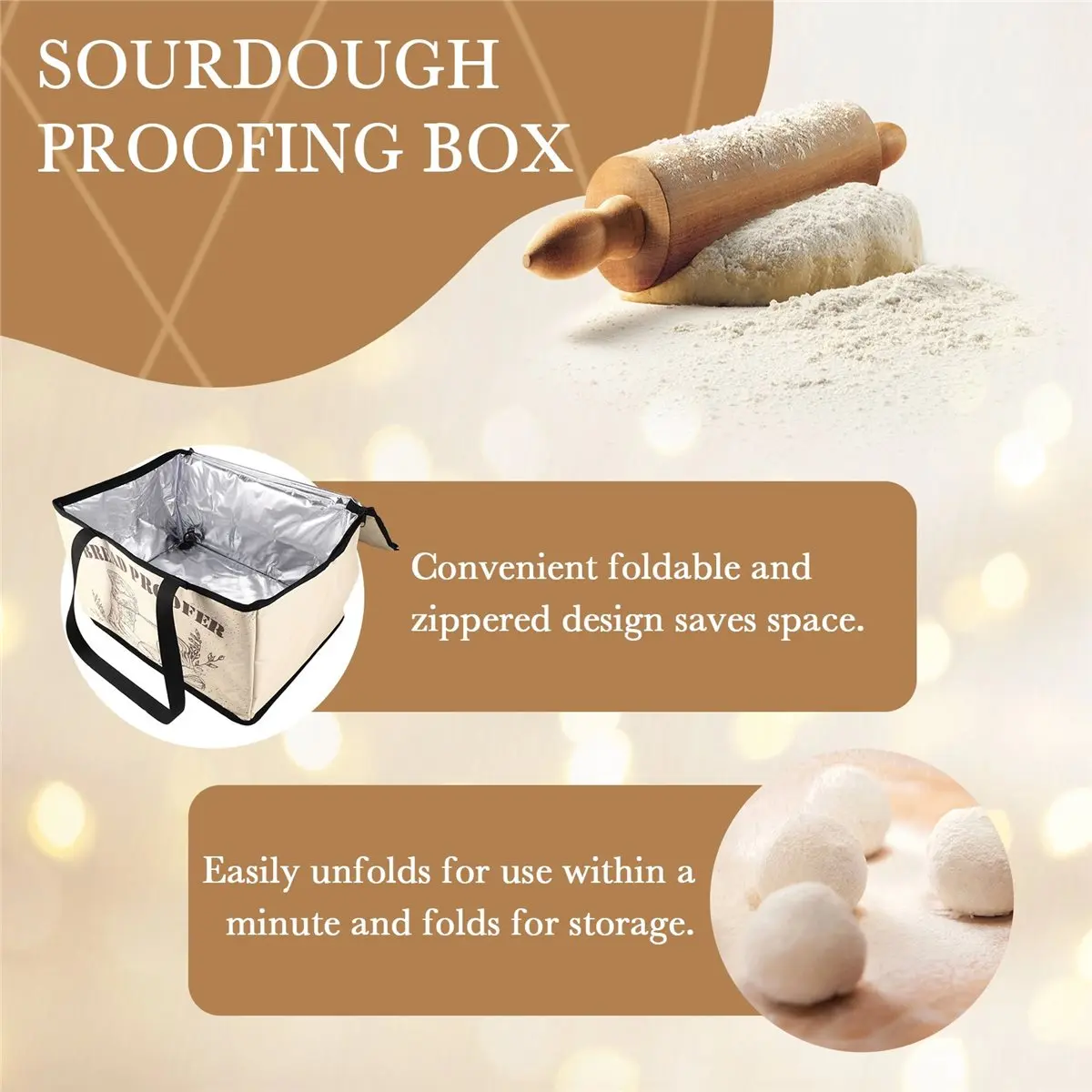 A08I Bread Proofing Box with Heater for Precise Temperature Fermentation, Folding Zippered Dough Proofer Warming Box US Plug
A08I Bread Proofing Box with Heater for Precise Temperature Fermentation, Folding Zippered Dough Proofer Warming Box US Plug