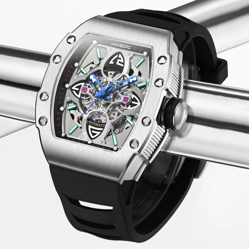 HANBORO Watch Four Leaf Clover Flywheel Fully Automatic Mechanical Watch Black Technology Waterproof Hollow Watch Men
HANBORO Watch Four Leaf Clover Flywheel Fully Automatic Mechanical Watch Black Technology Waterproof Hollow Watch Men