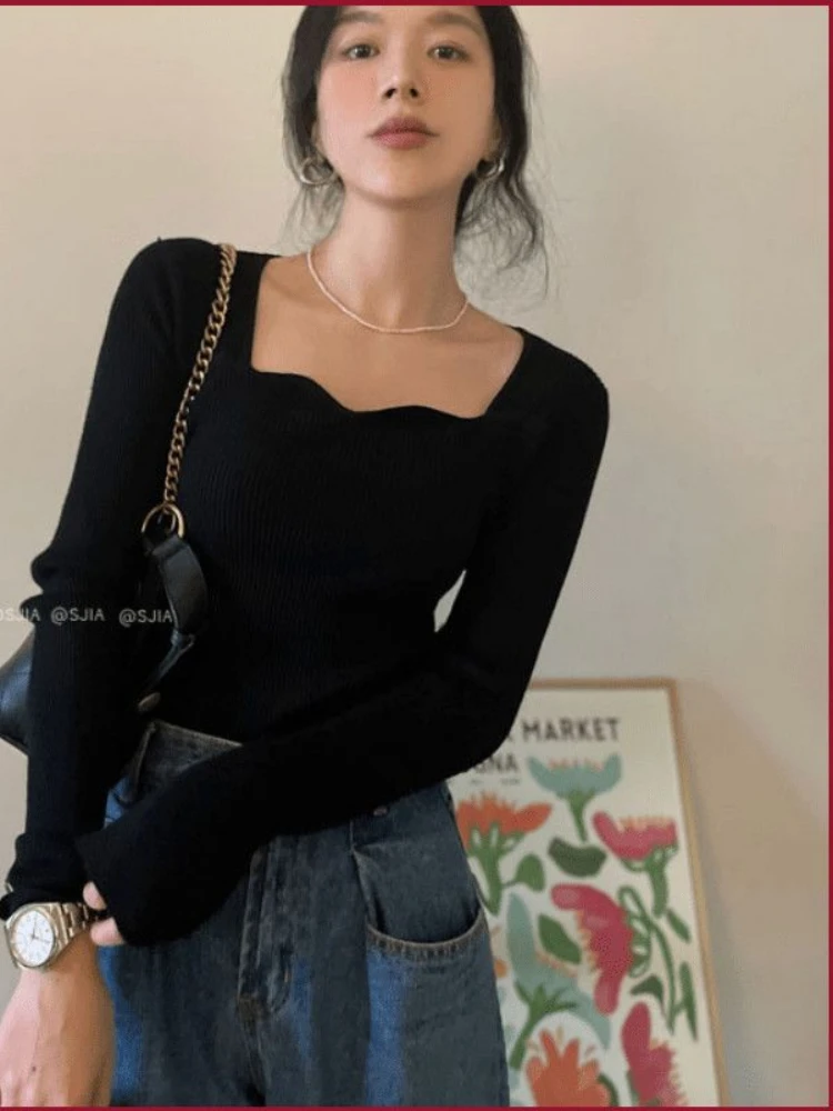 Women's Square Collar Sweater Autumn and Winter Long Sleeve Warm Knit Bottoming Shirt Short Slim Sweater Drop Shipping T454
Women's Square Collar Sweater Autumn and Winter Long Sleeve Warm Knit Bottoming Shirt Short Slim Sweater Drop Shipping T454