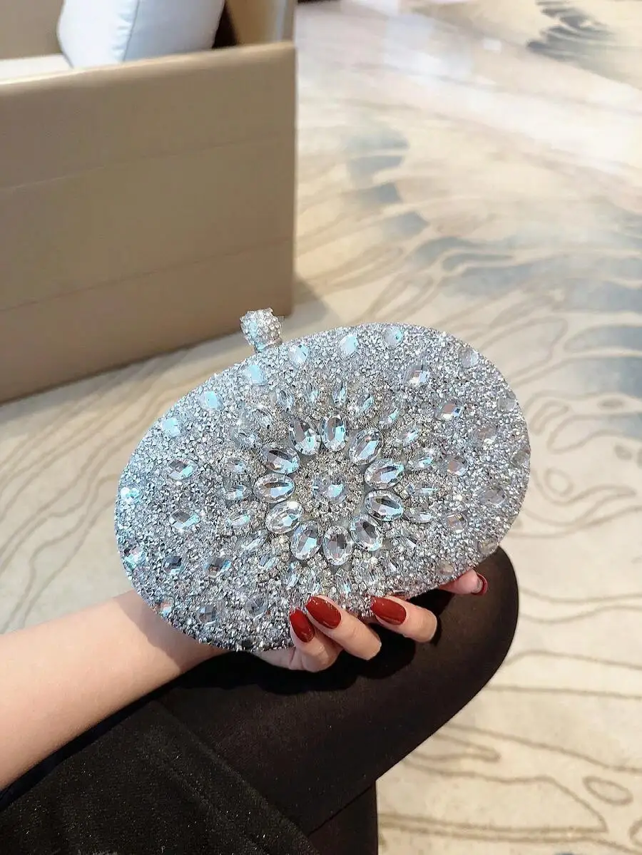 Sparkling Crystal-Embellished Oval Clutch Bag For Bridal Evening Dinner And Festive Occasions
Sparkling Crystal-Embellished Oval Clutch Bag For Bridal Evening Dinner And Festive Occasions