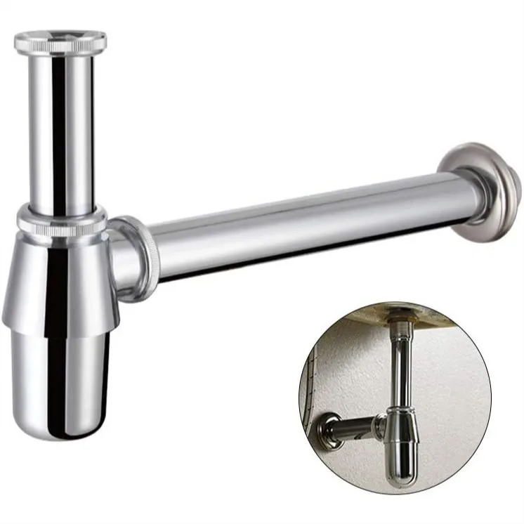 Universal Basin Bottle Trap Chrome Sink Waste Pipe Kit, 1-1/4 inch Slip Inlet Drain Tube for Bathroom Sink with Overflow
Universal Basin Bottle Trap Chrome Sink Waste Pipe Kit, 1-1/4 inch Slip Inlet Drain Tube for Bathroom Sink with Overflow