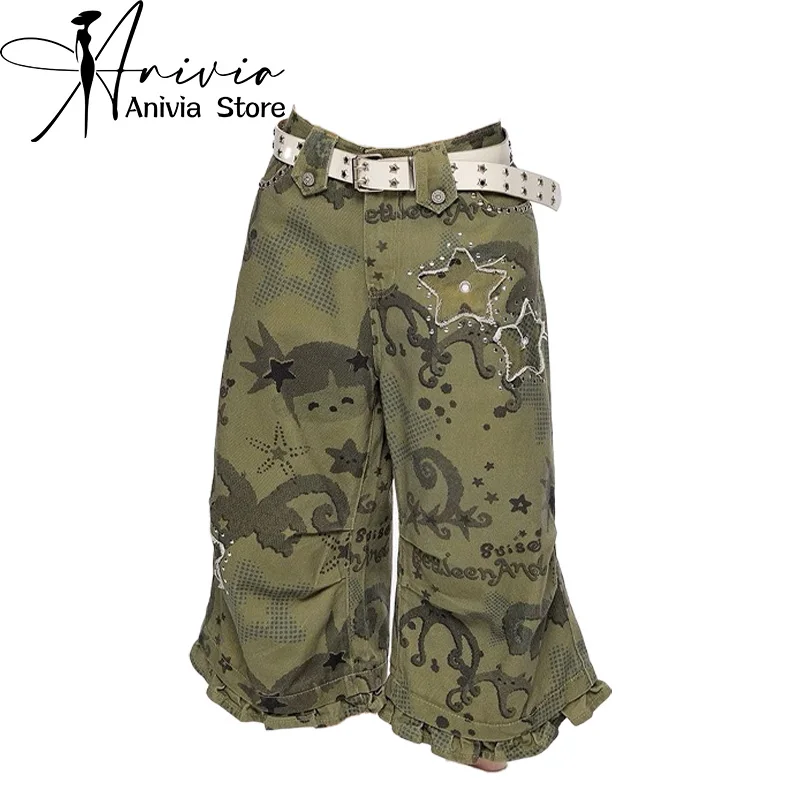 Women's Green Denim Shorts Y2K Japanese Harajuku High Street Aesthetic Fashion Retro Wide Leg Jeans Seven-Foot Summer Clothes
Women's Green Denim Shorts Y2K Japanese Harajuku High Street Aesthetic Fashion Retro Wide Leg Jeans Seven-Foot Summer Clothes