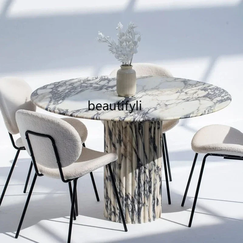 Natural marble luxury stone dining table restaurant round table designer light luxury Italian round table3286
Natural marble luxury stone dining table restaurant round table designer light luxury Italian round table3286