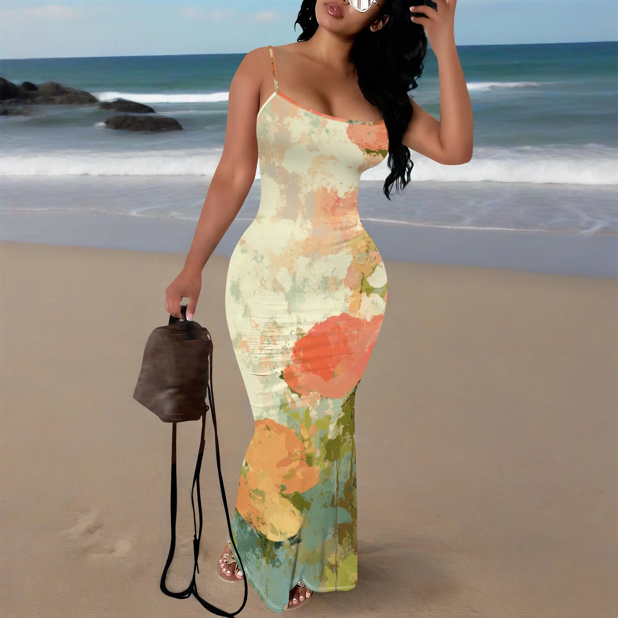 Watercolor Abstract Maxi Dress XS-3XL Spaghetti Strap Bodycon Style for Garden Party, Summer Vacation or Art Show Look
Watercolor Abstract Maxi Dress XS-3XL Spaghetti Strap Bodycon Style for Garden Party, Summer Vacation or Art Show Look