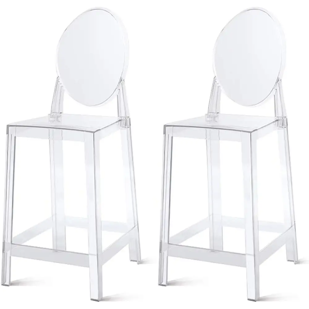 Set of 2 Clear Counter Height Bar Stools with Oval Back for Kitchen Island & Dining
Set of 2 Clear Counter Height Bar Stools with Oval Back for Kitchen Island & Dining