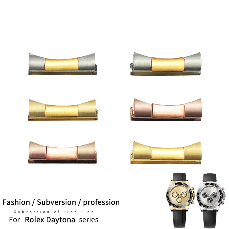 Curved End Link for Rolex Daytona Submariner GMT Rubber Leather Silver Gold Black Rose Gold Solid Watchband Part Accessories
Curved End Link for Rolex Daytona Submariner GMT Rubber Leather Silver Gold Black Rose Gold Solid Watchband Part Accessories