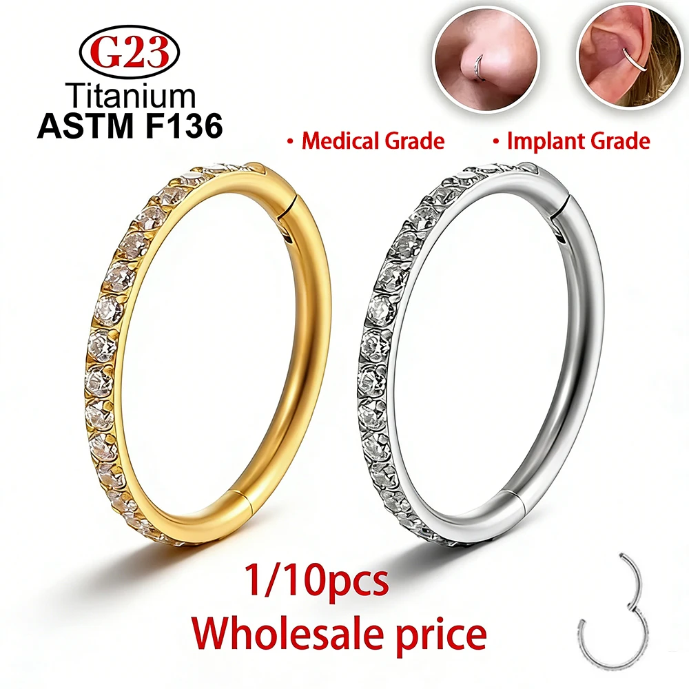 1Pcs/10Pcs G23 Titanium CZ Clicker Hoop Earrings Nose Lip Ring ASTM F136 Hypoallergenic Cartilage Helix Tragus Septum Piercing
1Pcs/10Pcs G23 Titanium CZ Clicker Hoop Earrings Nose Lip Ring ASTM F136 Hypoallergenic Cartilage Helix Tragus Septum Piercing