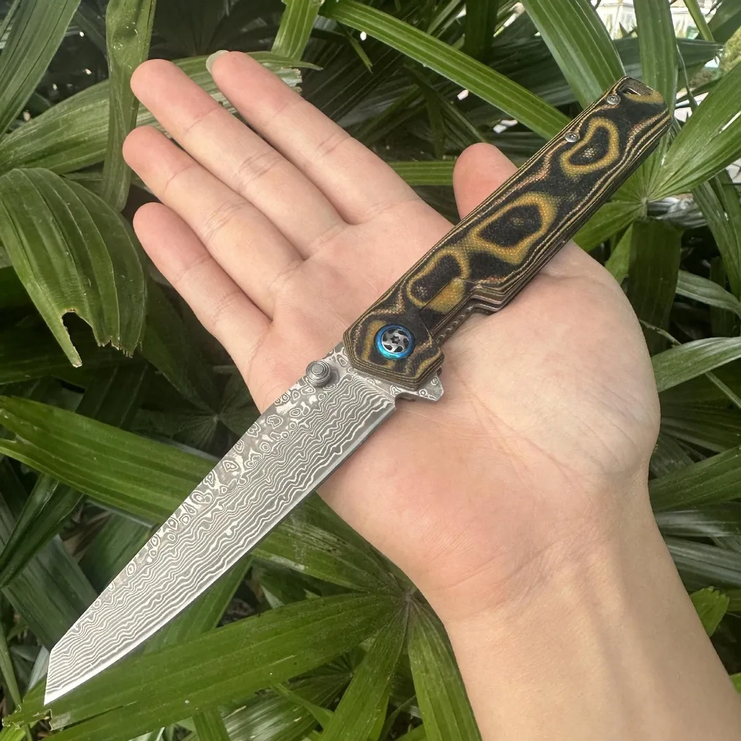 Damascus VG10 Outdoor Folding Knife, Dual Color G10 Handle, Sand Smooth Blade Face, Sharp Blade, Portable Pocket Knife
Damascus VG10 Outdoor Folding Knife, Dual Color G10 Handle, Sand Smooth Blade Face, Sharp Blade, Portable Pocket Knife
