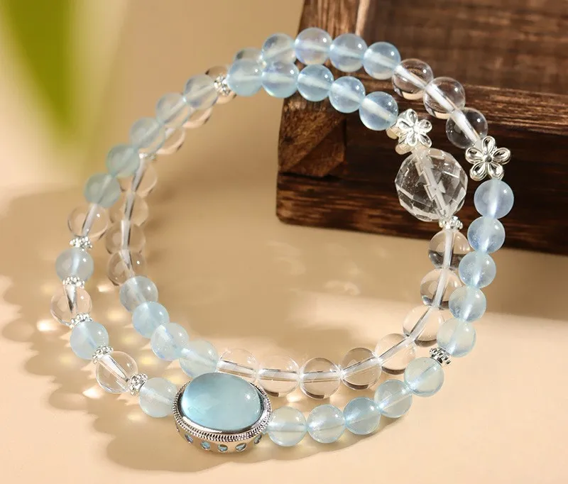 Natural Sea Blue Treasure Magic Box White Crystal Double Loop Fresh Fashion Bracelet
Natural Sea Blue Treasure Magic Box White Crystal Double Loop Fresh Fashion Bracelet