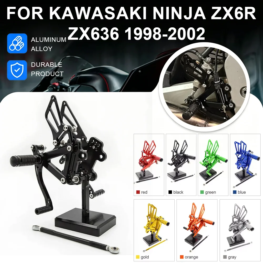 For Kawasaki ZX6R ZX636 1998 1999 2000 2001 2002 Aluminum Adjustable Motorcycle Rearset Footpeg Rear Set ZX-6R ZX-636 ZX 6R 636
For Kawasaki ZX6R ZX636 1998 1999 2000 2001 2002 Aluminum Adjustable Motorcycle Rearset Footpeg Rear Set ZX-6R ZX-636 ZX 6R 636